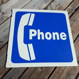 Vintage Phone Booth Sign Plastic Flanged